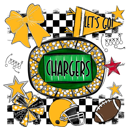 Chargers Checkers Spirit Design-Yellow