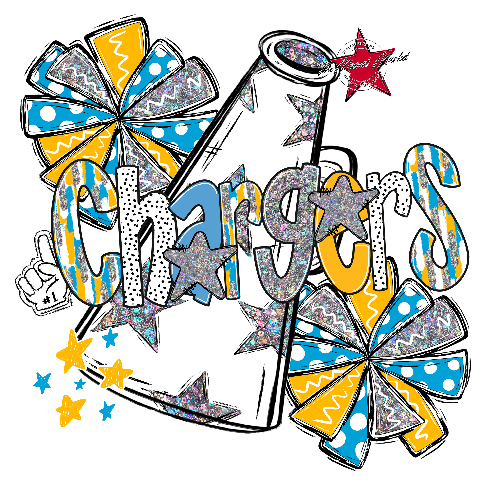 Chargers Cheer Megaphone Scrape-Carolina Blue-Yellow
