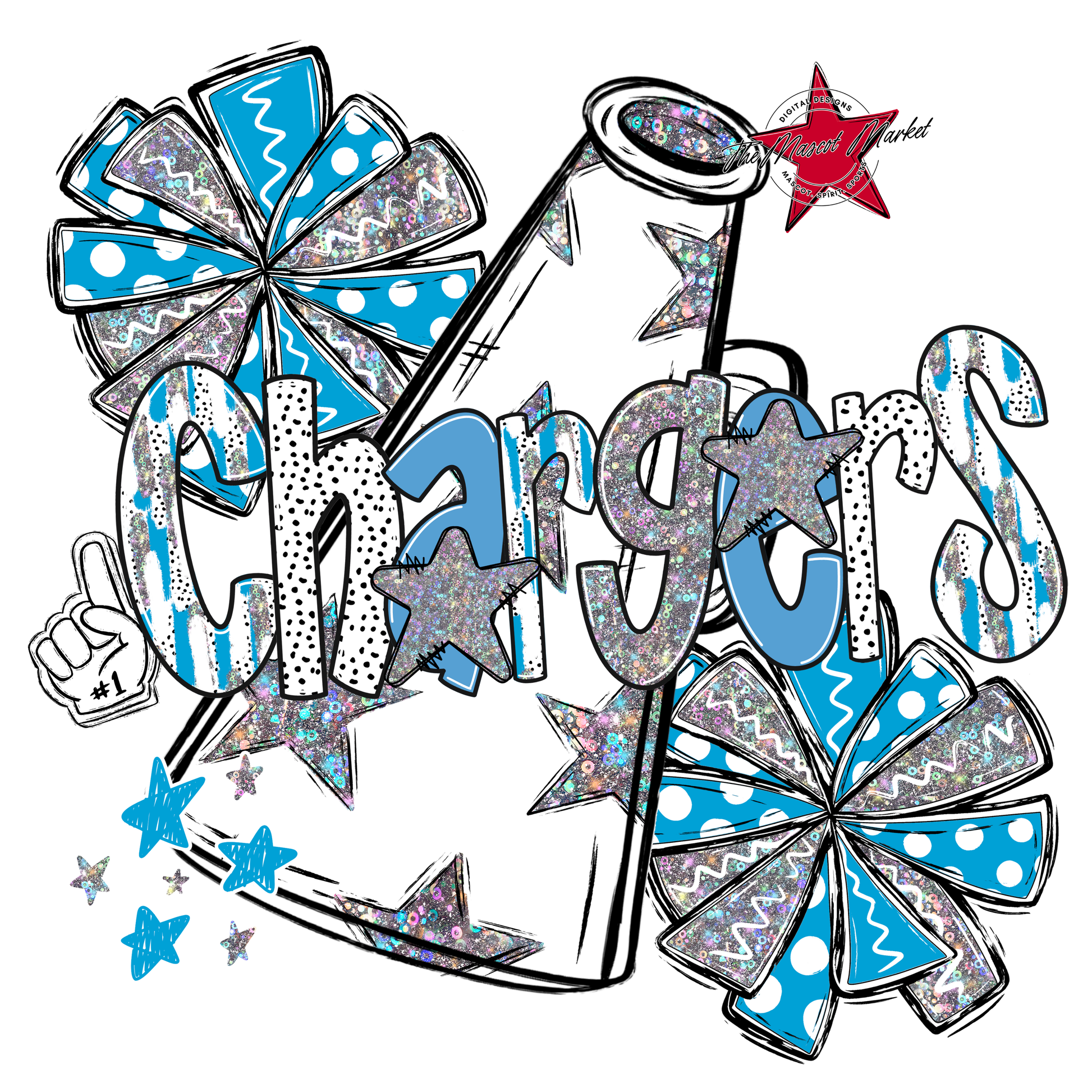 Chargers Cheer Megaphone Scrape-Carolina Blue