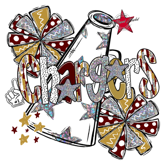 Chargers Cheer Megaphone Scrape-Maroon-Gold