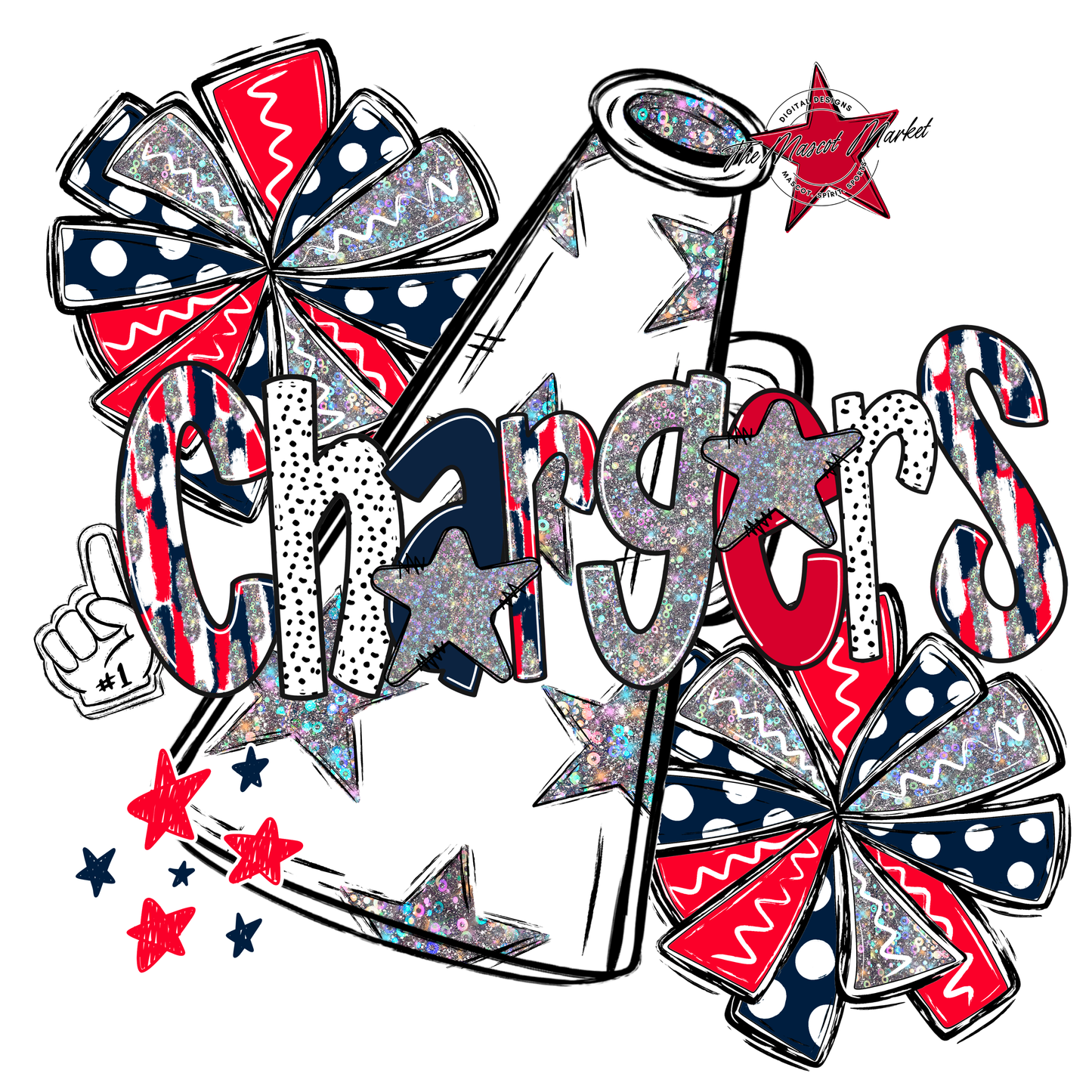 Chargers Cheer Megaphone Scrape-Navy-Red