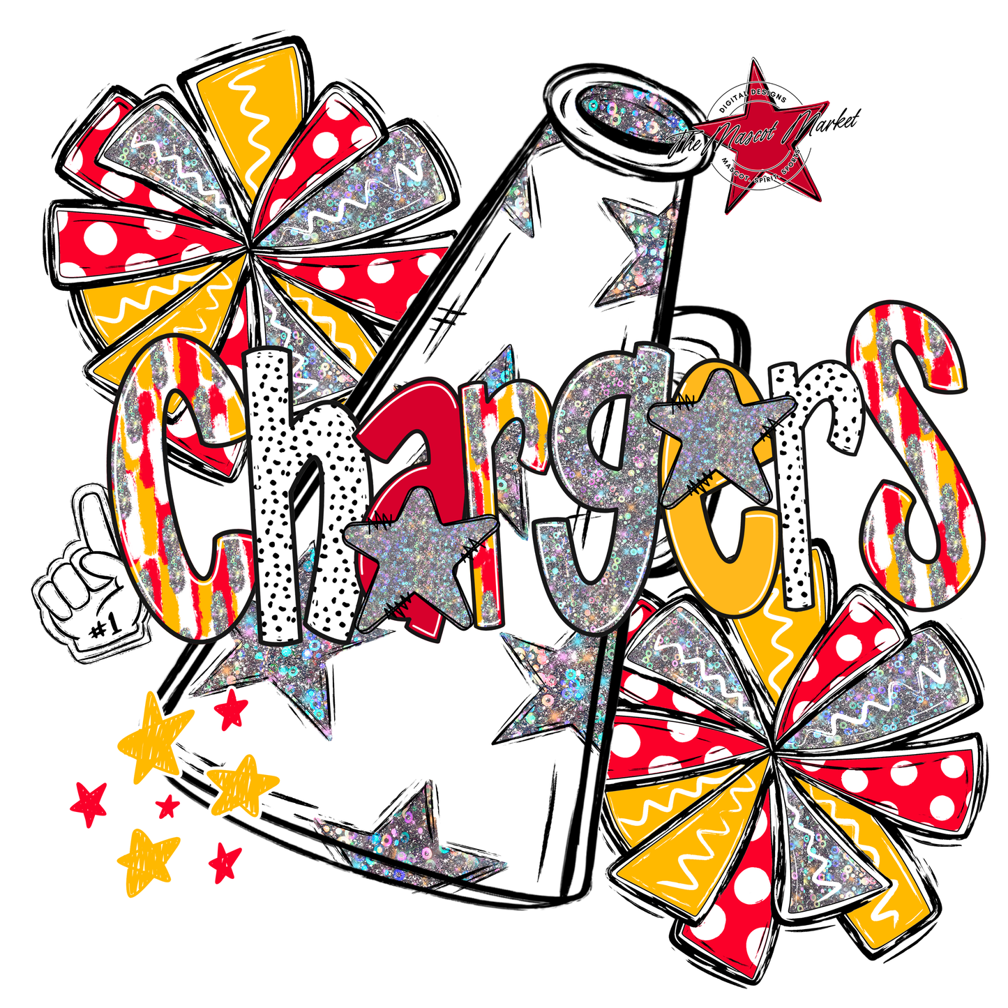 Chargers Cheer Megaphone Scrape-Red-Yellow