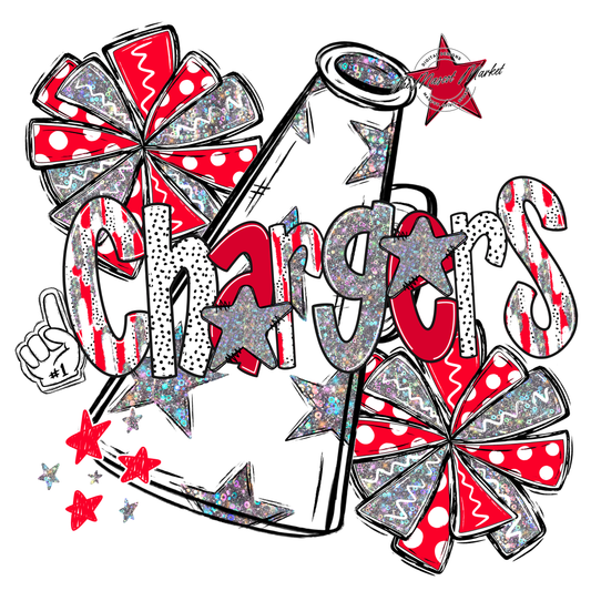 Chargers Cheer Megaphone Scrape-Red