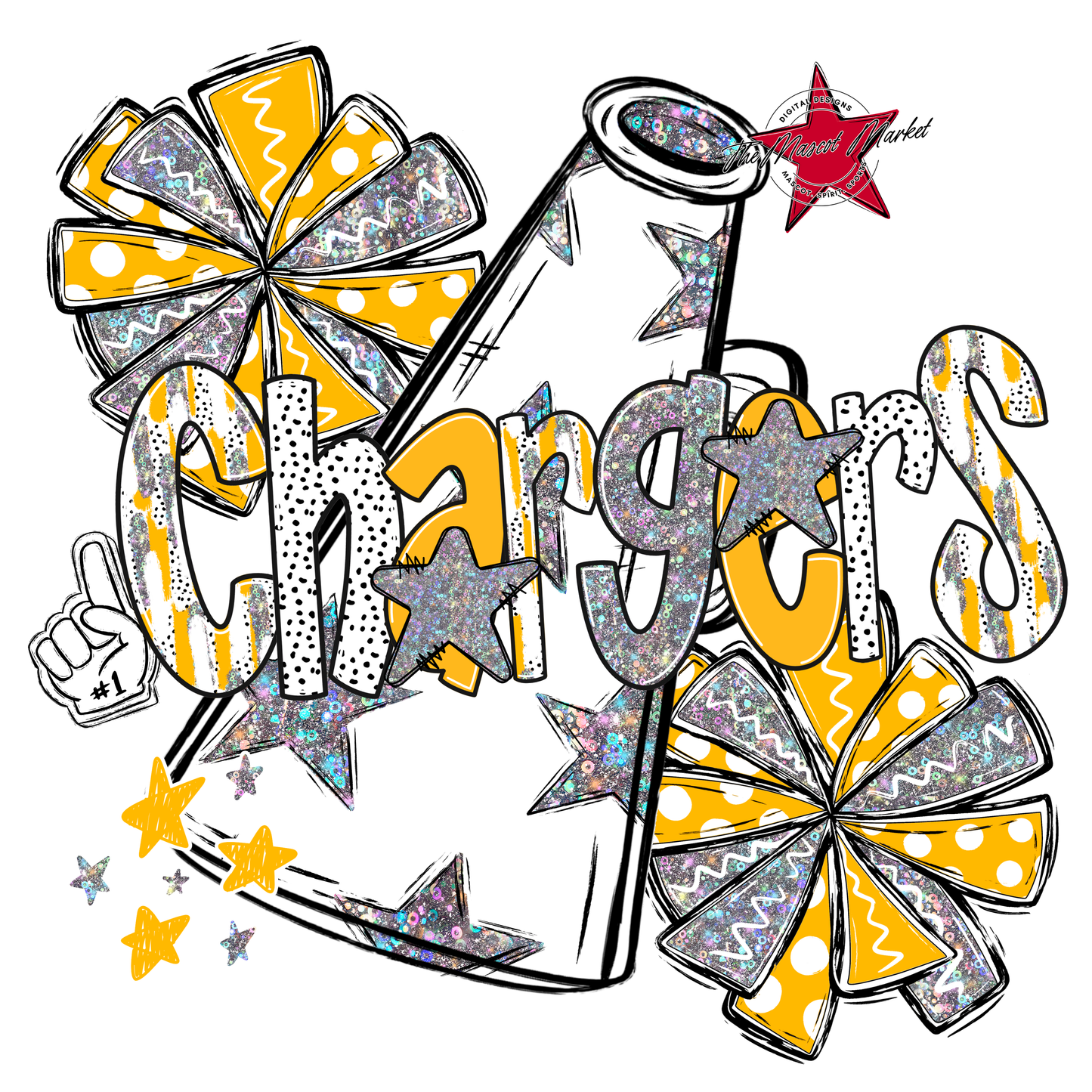 Chargers Cheer Megaphone Scrape-Yellow