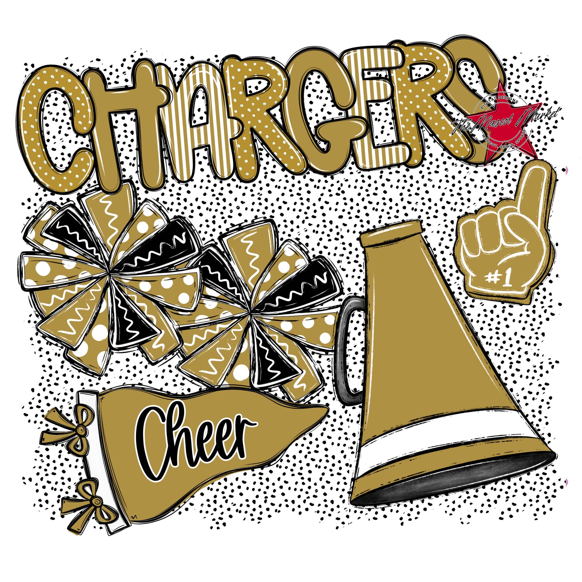 Chargers Cheer Spirit-Gold