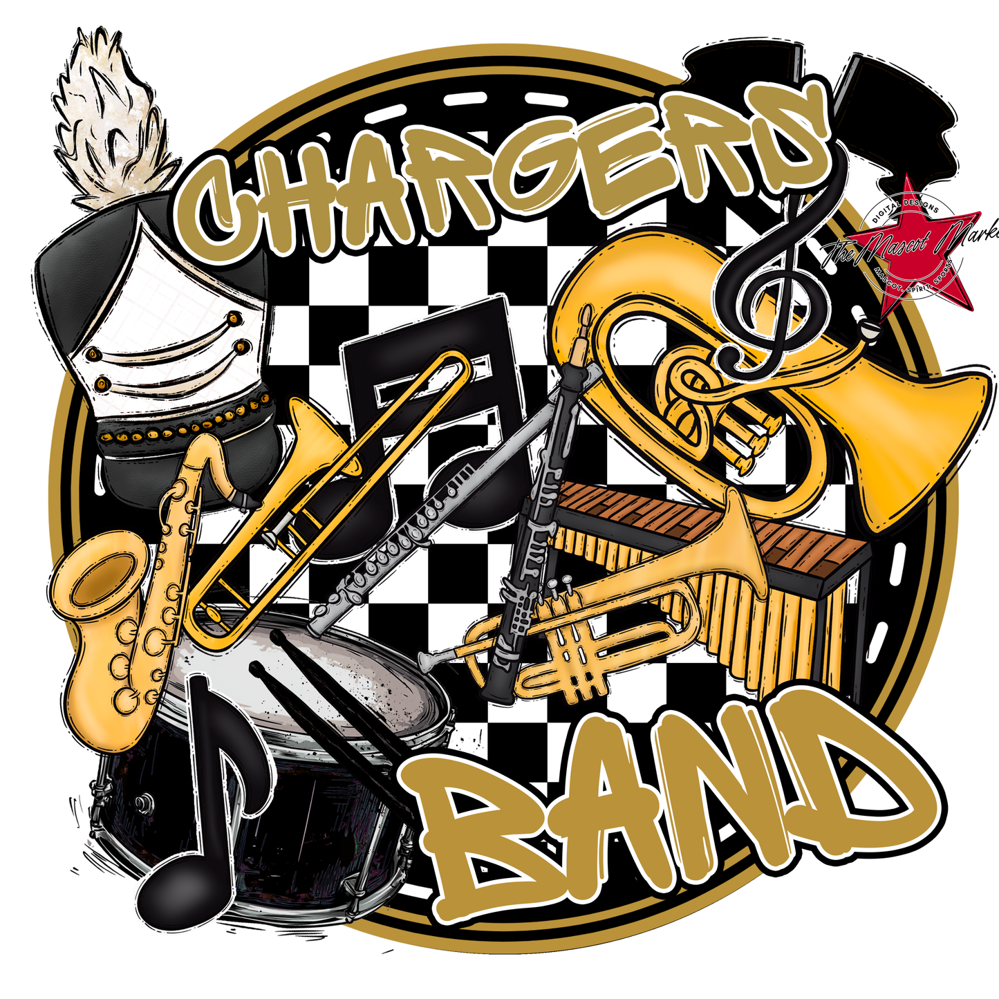 Chargers Circle Band Design-Gold
