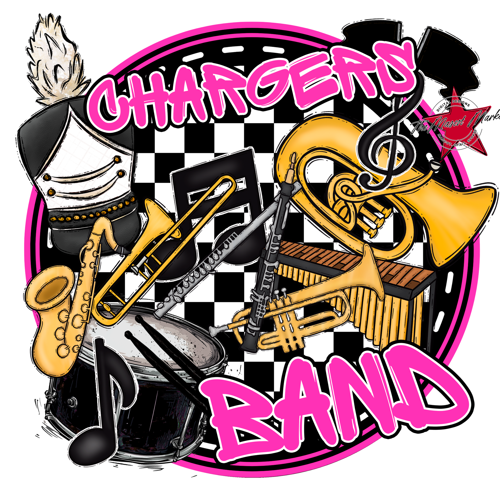 Chargers Circle Band Design-Pink