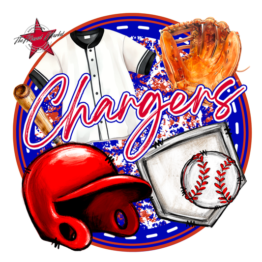 Chargers Circle Baseball Design-Blue-Red