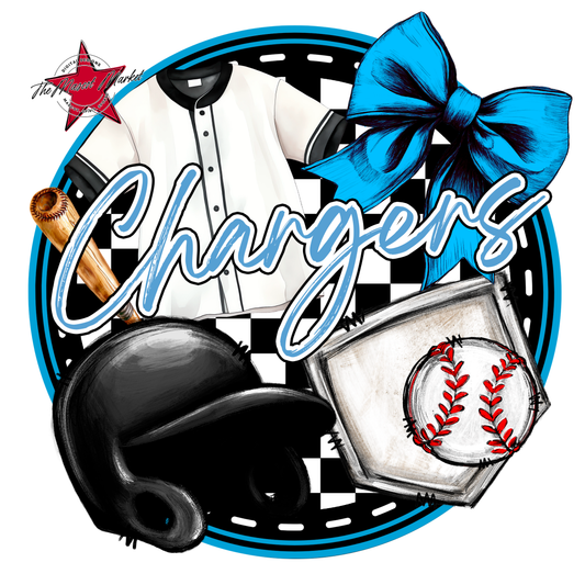 Chargers Circle Baseball Design-Carolina Blue