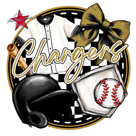 Chargers Circle Baseball Design-Gold