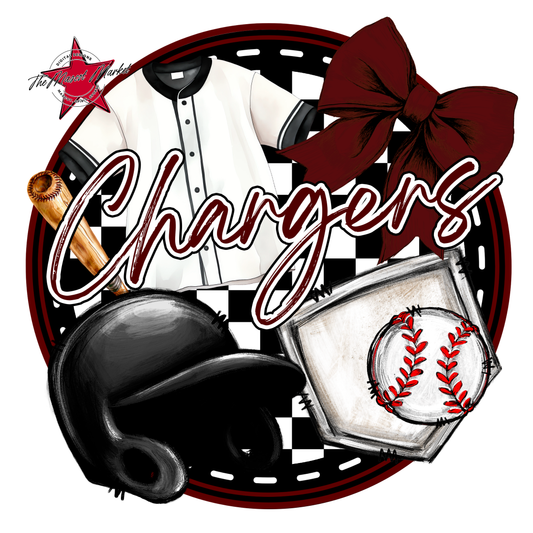 Chargers Circle Baseball Design-Maroon