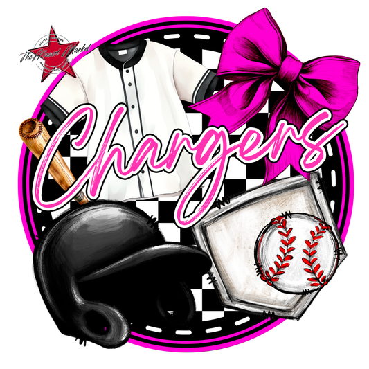 Chargers Circle Baseball Design-Pink