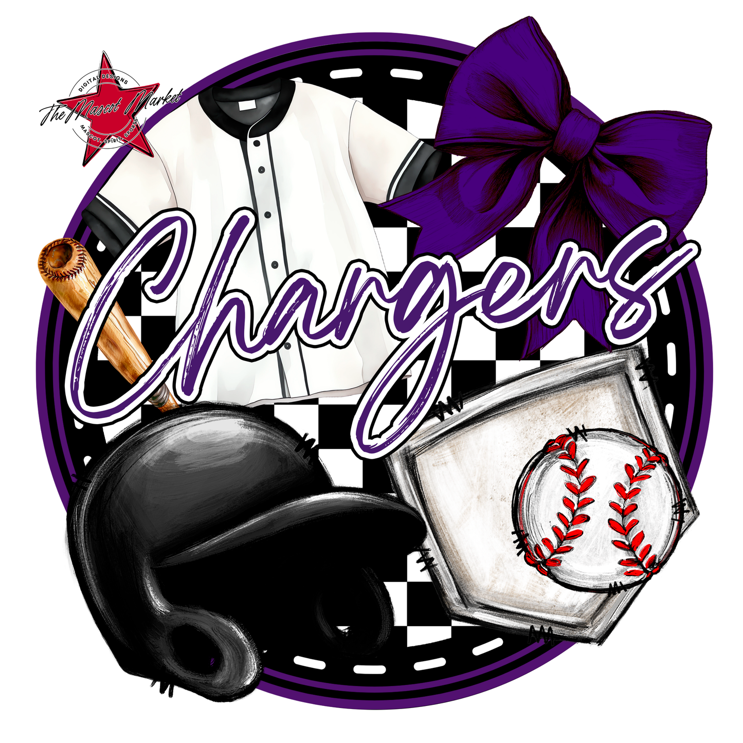 Chargers Circle Baseball Design-Purple