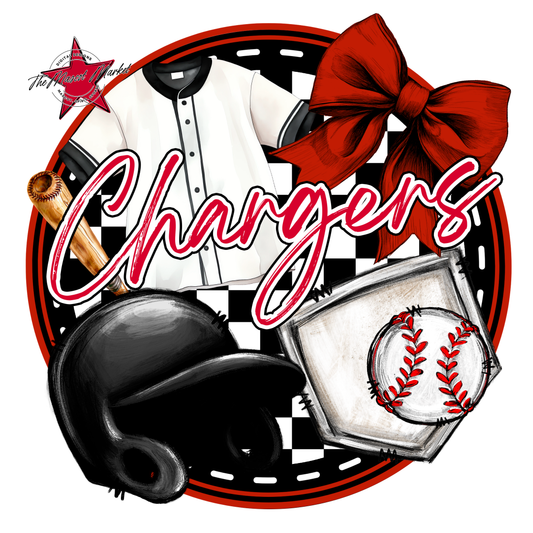 Chargers Circle Baseball Design-Red