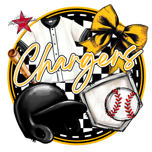 Chargers Circle Baseball Design-Yellow