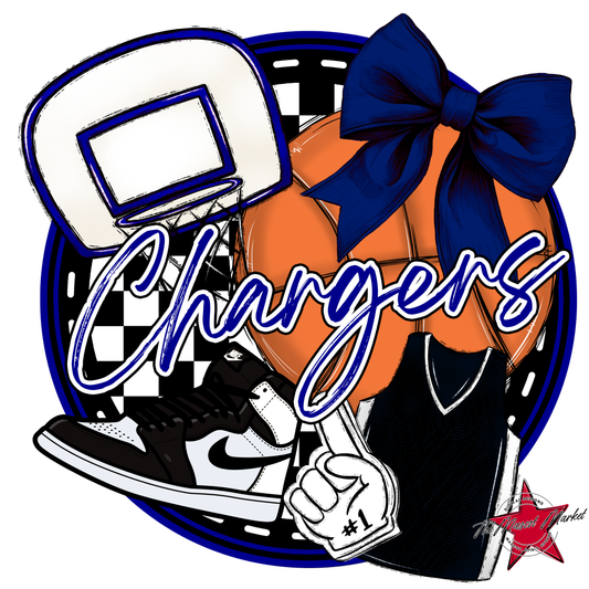Chargers Circle Basketball Design-Blue