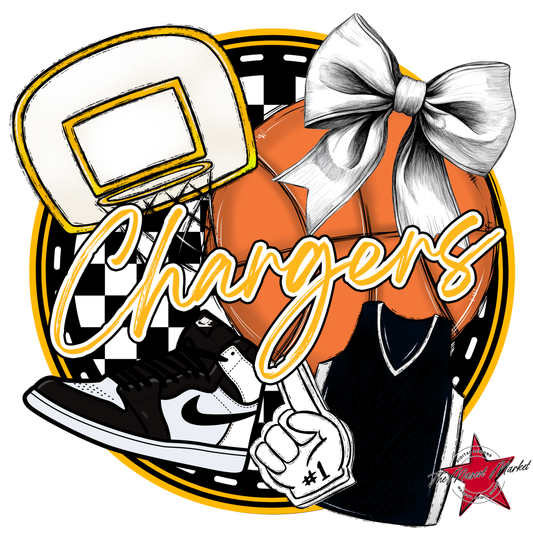Chargers Circle Basketball Design-Yellow