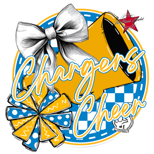 Chargers Circle Cheer Design-Carolina Blue-Yellow