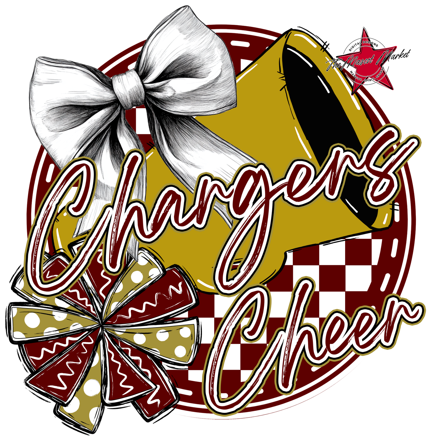 Chargers Circle Cheer Design-Maroon-Gold