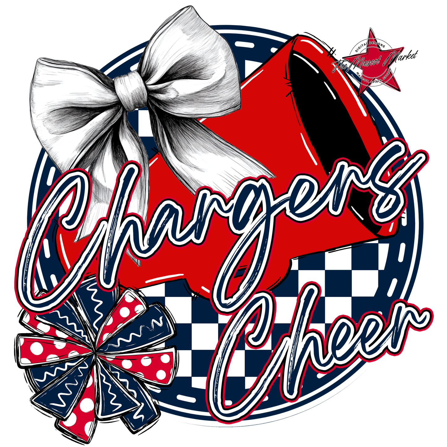 Chargers Circle Cheer Design-Navy-Red