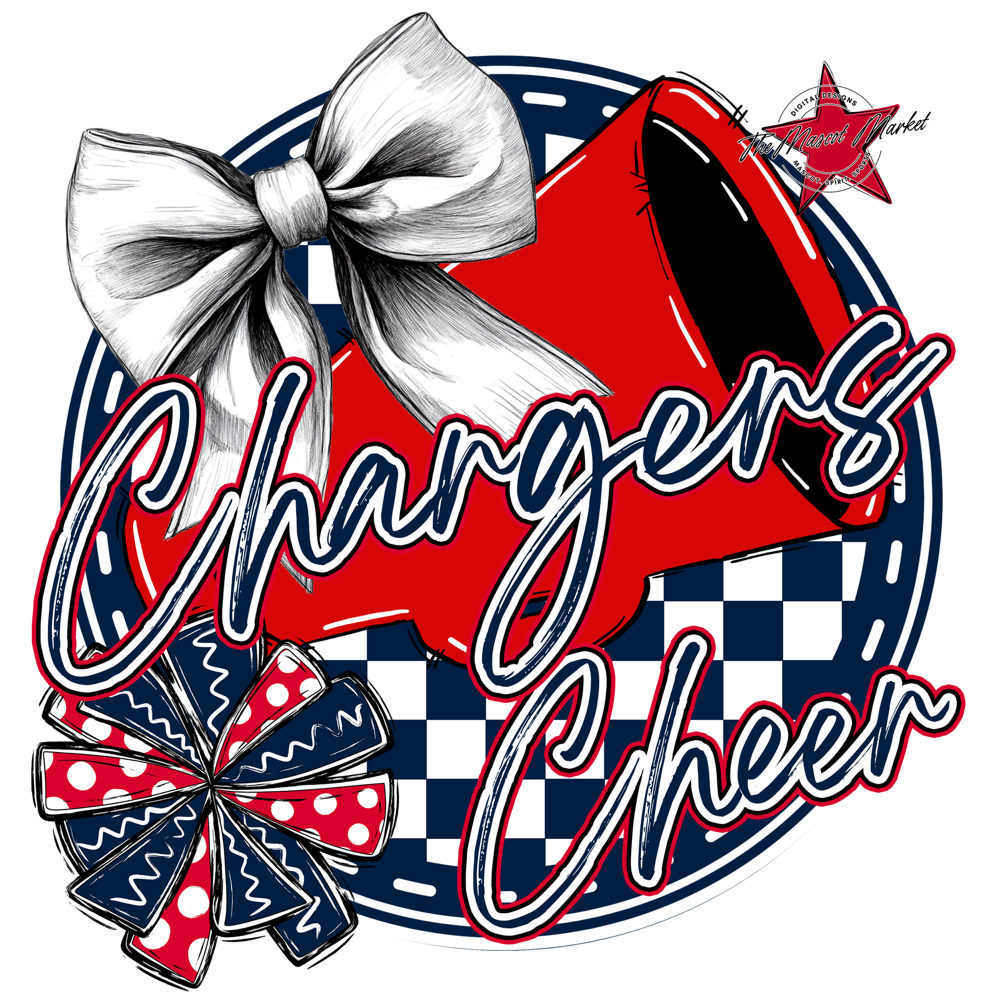 Chargers Circle Cheer Design-Navy-Red