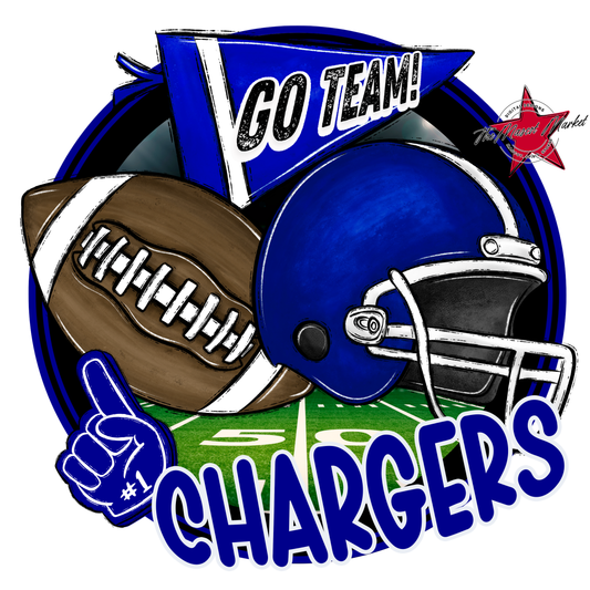 Chargers Circle Football Design-Blue