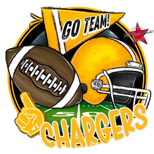 Chargers Circle Football Design-Yellow