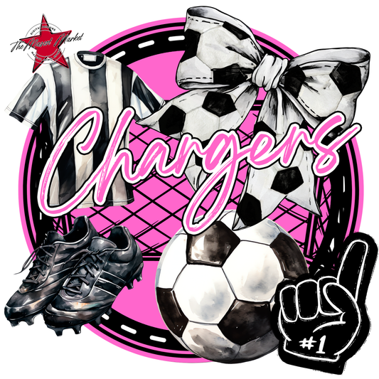 Chargers Circle Soccer Design-Baby Pink