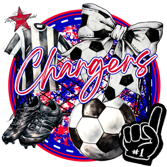 Chargers Circle Soccer Design-Blue-Red