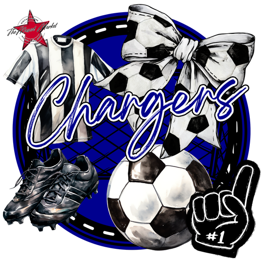 Chargers Circle Soccer Design-Blue