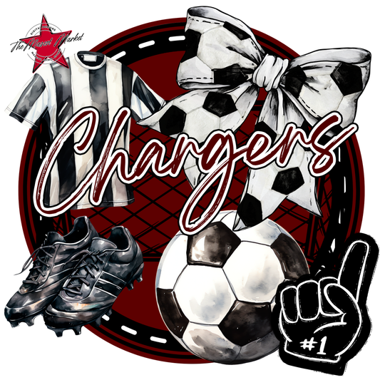 Chargers Circle Soccer Design-Maroon