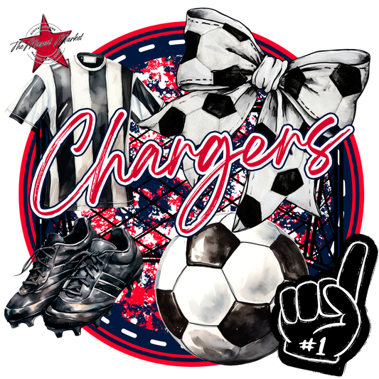 Chargers Circle Soccer Design-Navy-Red