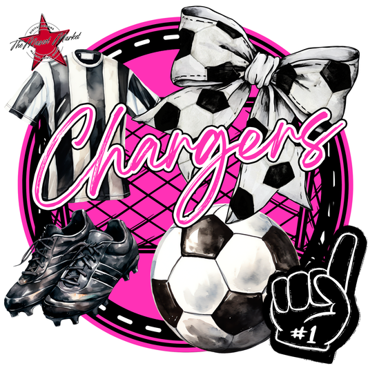 Chargers Circle Soccer Design-Pink