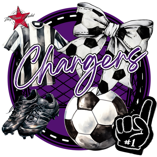 Chargers Circle Soccer Design-Purple