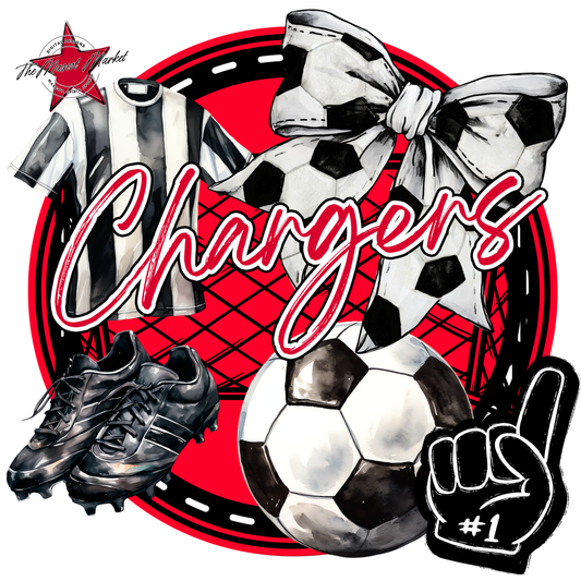 Chargers Circle Soccer Design-Red
