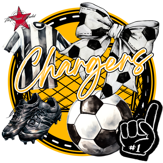Chargers Circle Soccer Design-Yellow