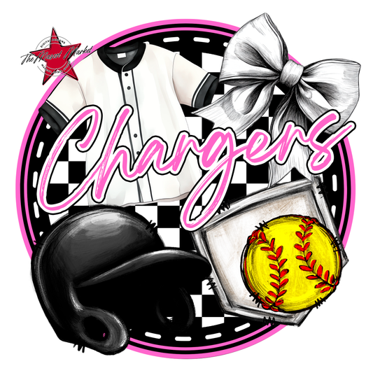 Chargers Circle Softball Design-Baby Pink