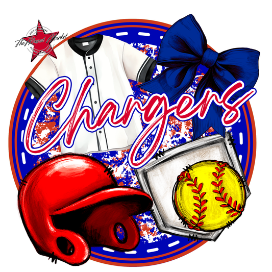 Chargers Circle Softball Design-Blue-Red