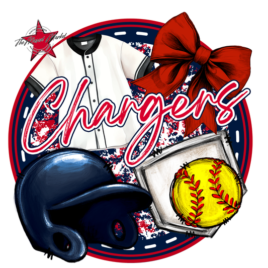 Chargers Circle Softball Design-Navy-Red