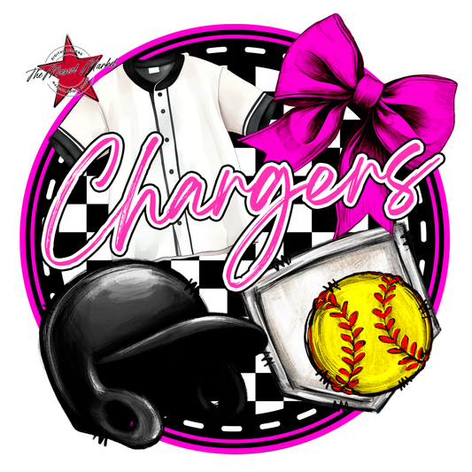 Chargers Circle Softball Design-Pink