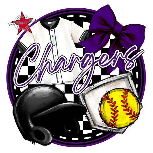 Chargers Circle Softball Design-Purple