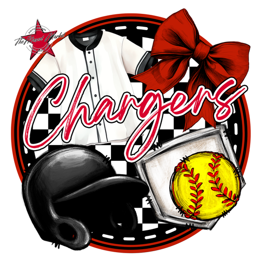 Chargers Circle Softball Design-Red