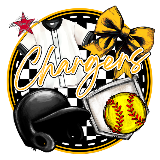 Chargers Circle Softball Design-Yellow