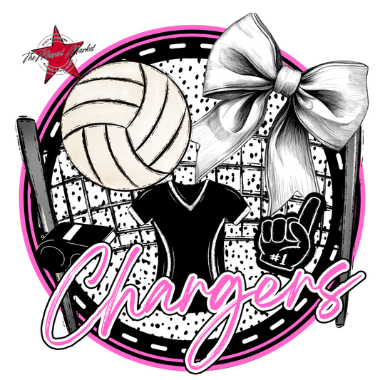 Chargers Circle Volleyball Design-Baby Pink