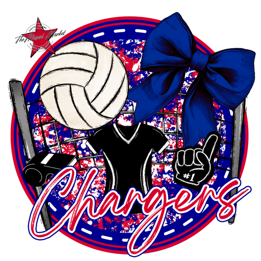 Chargers Circle Volleyball Design-Blue-Red