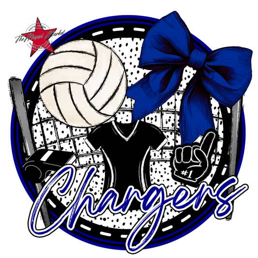 Chargers Circle Volleyball Design-Blue