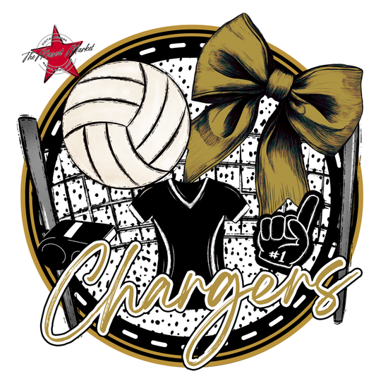Chargers Circle Volleyball Design-Gold