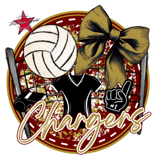 Chargers Circle Volleyball Design-Maroon