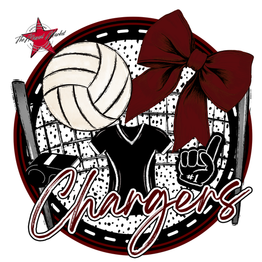 Chargers Circle Volleyball Design-Maroon