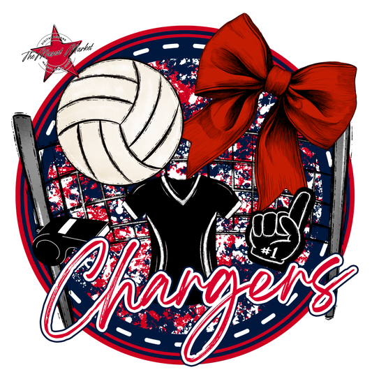 Chargers Circle Volleyball Design-Navy-Red